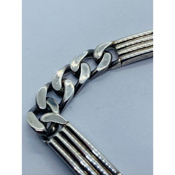 Authentic Tiffany & Co Ribbed Bar Curved Link Bracelet 7.25" - Picture 4 of 10